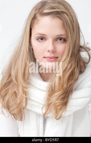 Young woman dressed in white, portrait Stock Photo