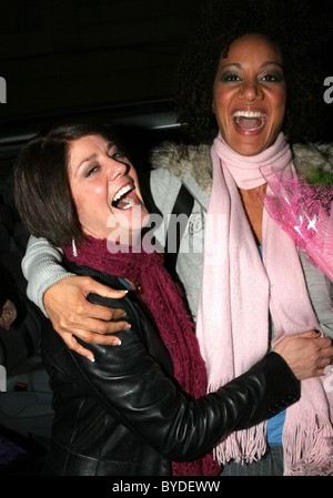 Elaine Lordan and Tupele Dorgu Celebrities outside the Radisson hotel after returning from filming Soapstar Superstar Stock Photo