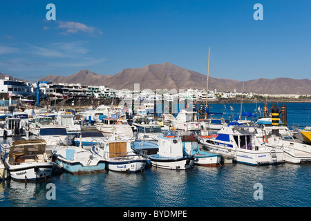 Boats in the harbour, Playa Blanca, Lanzarote, Canary Islands, Spain, Europe Stock Photo