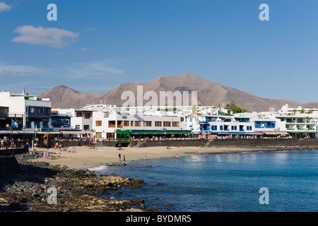 Beach and promenade, Los Limones, Playa Blanca, Lanzarote, Canary ...