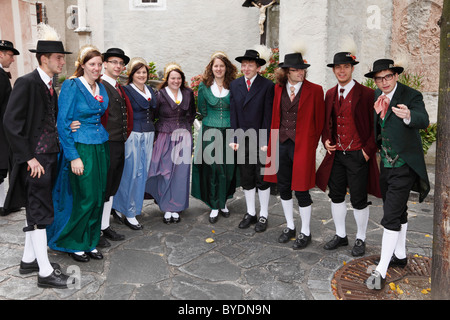 Young men and women dressed in traditional costume, Thanksgiving Festival, Spitz, Wachau, Waldviertel, Forest Quarter Stock Photo