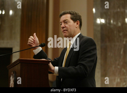 Senator Sam Brownback speaks at the 13th Annual National Memorial For The Pre Born, held at the United States Senate Washington Stock Photo