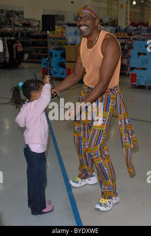 Derrick Errol Evans aka Mr Motivator promotes his new DVD 'Mr Motivator's All New BLT Workout' at Woolworths London, England - Stock Photo