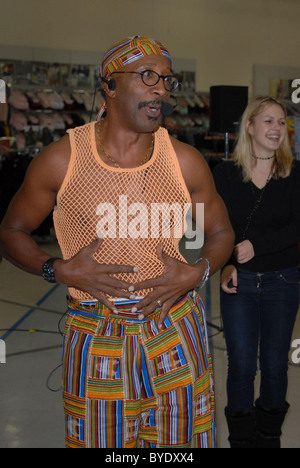 Derrick Errol Evans aka Mr Motivator promotes his new DVD 'Mr Motivator's All New BLT Workout' at Woolworths London, England - Stock Photo