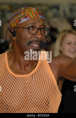 Derrick Errol Evans aka Mr Motivator promotes his new DVD 'Mr Motivator's All New BLT Workout' at Woolworths London, England - Stock Photo