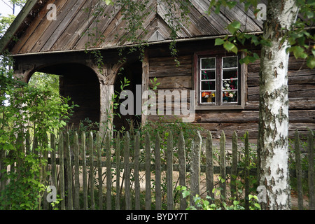 Kasubian region heritage park in Wdzydze Kiszewskie, Poland. Wooden architecture and culture of Kashubia and Kociewie from XVII Stock Photo