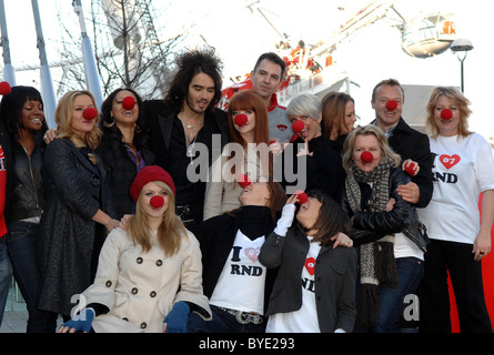 Russell Brand, Davina McCall, Girls Aloud, Sugababes, Lenny Henry, Graham Norton and  Fearne Cotton Comic Relief - photocall Stock Photo