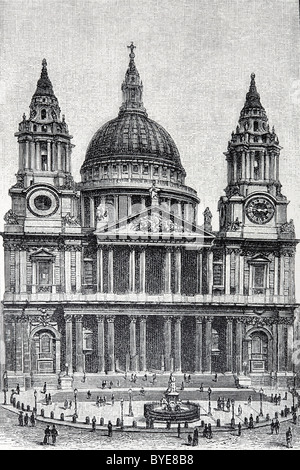 St. Paul's Cathedral, London, Great Britain, historical book illustration from the 19th Century, steel engraving Stock Photo