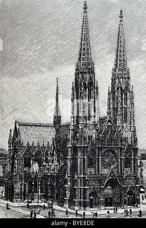 Votive Church, Ringstrasse, Vienna, Austria, historical book illustration from the 19th Century, steel engraving Stock Photo