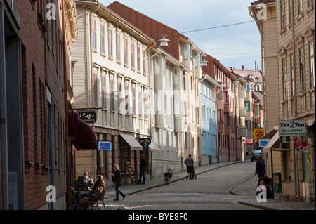 Row of houses in the Haga district, Gothenburg, Vaestra Goetaland County, Sweden, Europe Stock Photo