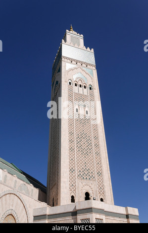 Minaret of the Hassan II Mosque in Casablanca, Morocco, North Africa Stock Photo