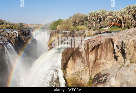 At the beautiful Epupa Falls the Kunene River drops in a series of cascades into a 60 m deep gorge, Namibia