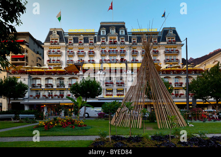 Grand Hotel Suisse, Montreux, Canton Vaud, Lake Geneva, Switzerland, Europe Stock Photo