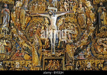 Christ, crucifix, altar of the church of Cartuja de Miraflores, Carthusian convent, Burgos, Castilla y Leon province, Spain Stock Photo