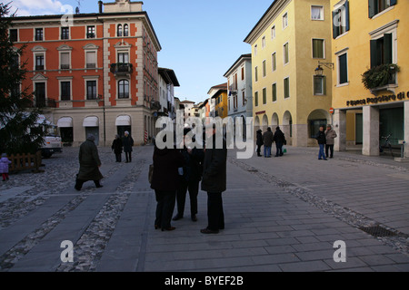Street scene in the village of Spilimbergo in the province of Pordenone in Friuli-Venezia Giulia, northern Italy. Stock Photo