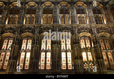 Facades of the historic City hall. Ghent, East-Flanders, Belgium, Europe Stock Photo
