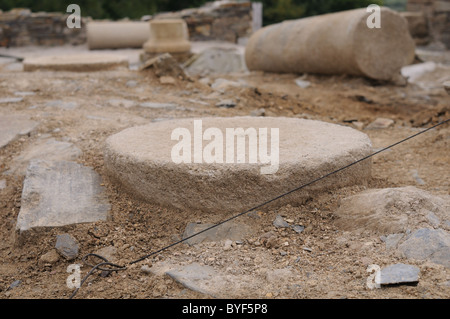 Columns in the patio of the ' Domus '   Archaeological site ' Chao Samartin ' Asturias SPAIN Stock Photo