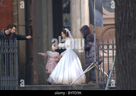 Sibel Kekilli in a wedding dress on the set of her new movie at the ...