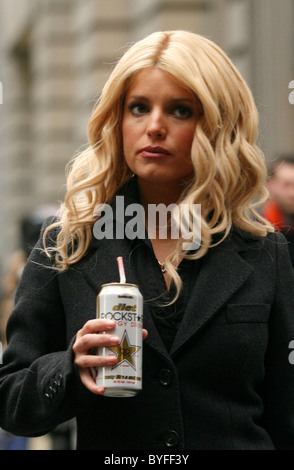 Jessica Simpson on the set of her new film 'Blonde Ambition' filming in Manhattan New York City, USA - 01.03.07 Stock Photo