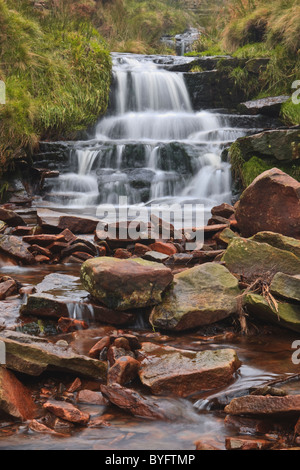 The flowing waters at Nether North Gain in the Peak District. Stock Photo