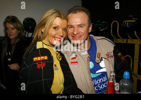 Rissy Mitchell and Bobby Davro Celebrity Go Carting at 'The Race Way' in aid of The National Austistic Society' London, England Stock Photo