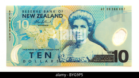 New Zealand 10 Ten Dollar Bank Note. Stock Photo