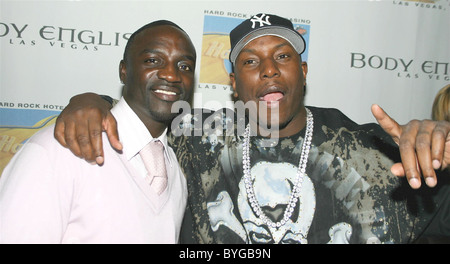 Tyrese Gibson with singer Akon Body English night club inside the Hard Rock Hotel Las Vegas, Nevada - 18.02.07 Stock Photo