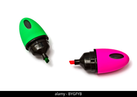 Mini highlighters isolated on white background Stock Photo