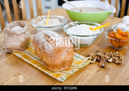 Ingredients for baking on kitchen table Stock Photo