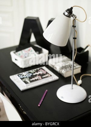 Black and white-themed modern design home work desk Stock Photo