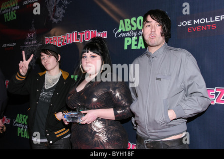 Hannah Blilie, Beth Ditto and Brace Paine of The Gossip Perez Hilton's Birthday Ball at the Roxy West Hollywood, California - Stock Photo
