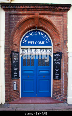 Entrance door to the Hotel de Paris, Cromer, Norfolk, UK Stock Photo