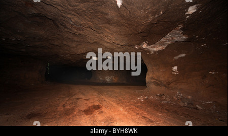 Inside a Gypsum mine Stock Photo