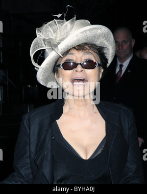 Yoko Ono Sir Elton John's 60th birthday party held at Cathedral Church of St. John the Divine - Departures New York City, USA - Stock Photo