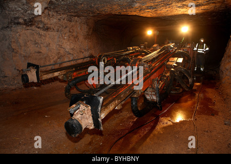 Inside a Gypsum mine Stock Photo