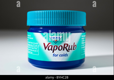 A small jar of Vicks Vaporub, a common cold remedy Stock Photo