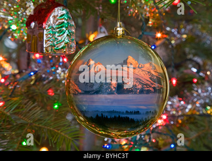 A Christmas ornament hanging on a Christmas tree Stock Photo