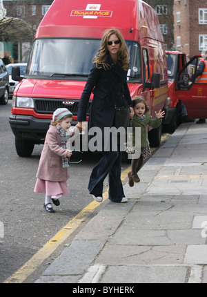 Trinny Woodall walks with her daughter and her daughters friend Trinny appears to have excess facial hair London, England - Stock Photo