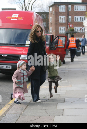 Trinny Woodall walks with her daughter and her daughters friend Trinny appears to have excess facial hair London, England - Stock Photo