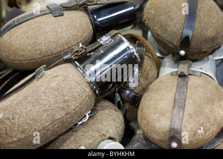 A Collection of WW11 Water Bottles Stock Photo