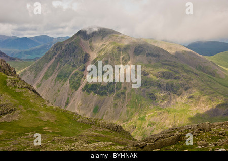 Great Gable viewed from path on Scafell Pike Stock Photo
