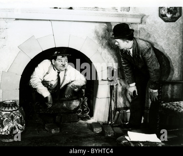 LAUREL AND HARDY  Film comic duo with the thin English-born Stan Laurel (1890-1965) and tubby American Oliver Hardy (1892-1957) Stock Photo