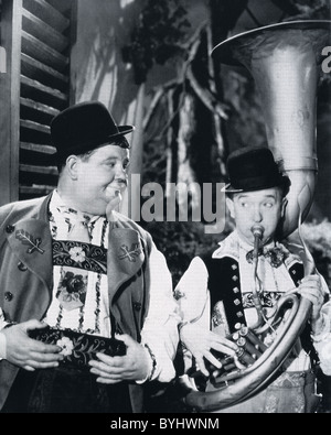 LAUREL AND HARDY  Film comic duo with the thin English-born Stan Laurel (1890-1965) and tubby American Oliver Hardy (1892-1957) Stock Photo