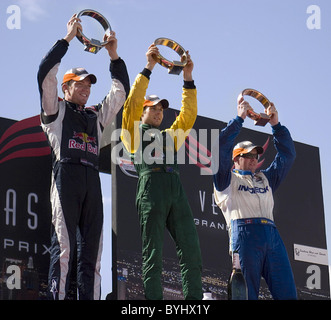 Robert Doornbos, Will Power 1st place champion, Paul Tracy Las Vegas Grand Prix Champ Car World Series Las Vegas, Nevada - Stock Photo
