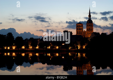 The Old Town with the St. Nicholas Church at dawn, Stralsund, Germany Stock Photo