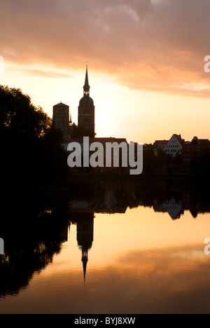 The Old Town with the St. Nicholas Church in the morning, Stralsund, Germany Stock Photo