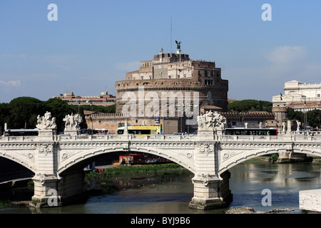 Castel Sant'Angelo and the bridge Vittorio Emanuelle II, Rome, Italy Stock Photo