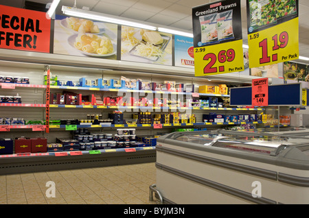 Interior of large store showing the wide range of merchandise available. This is an interior of Lidl's. Stock Photo