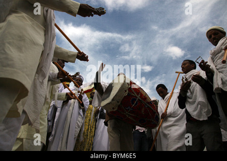 Ethiopian Orthodox worshipers taking part in the Epiphany or Theophany ...