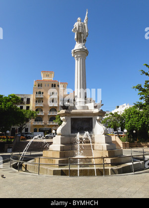 Christopher Columbus Statue on Plaza Colon, Old San Juan, Puerto Rico Stock Photo